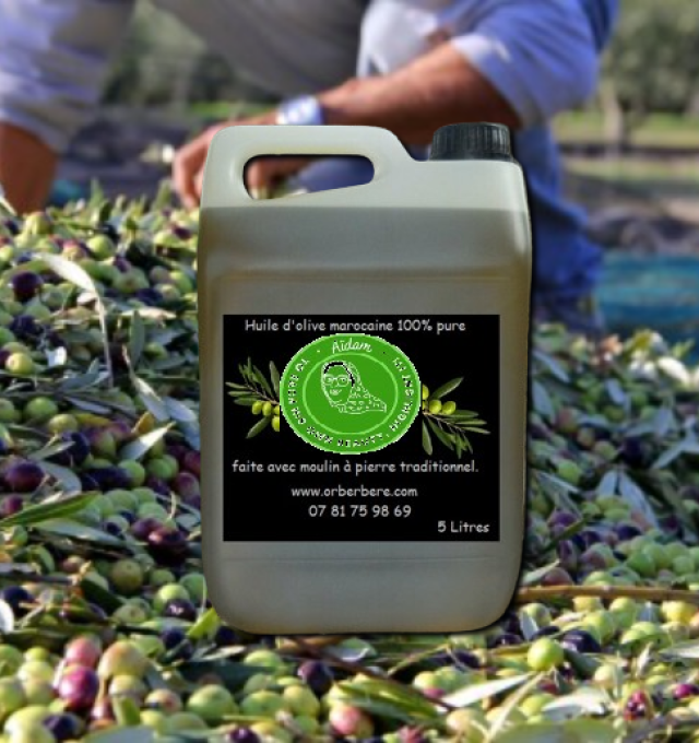 Huile d'olive marocaine 100% pure, non filtrée 5Litres